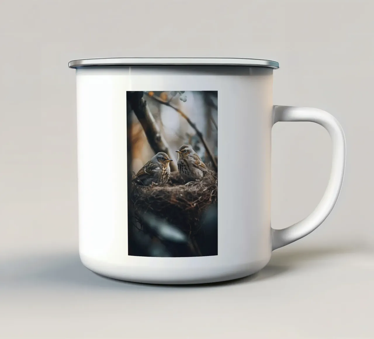 Two In The Nest tazza in smalto da treechild
