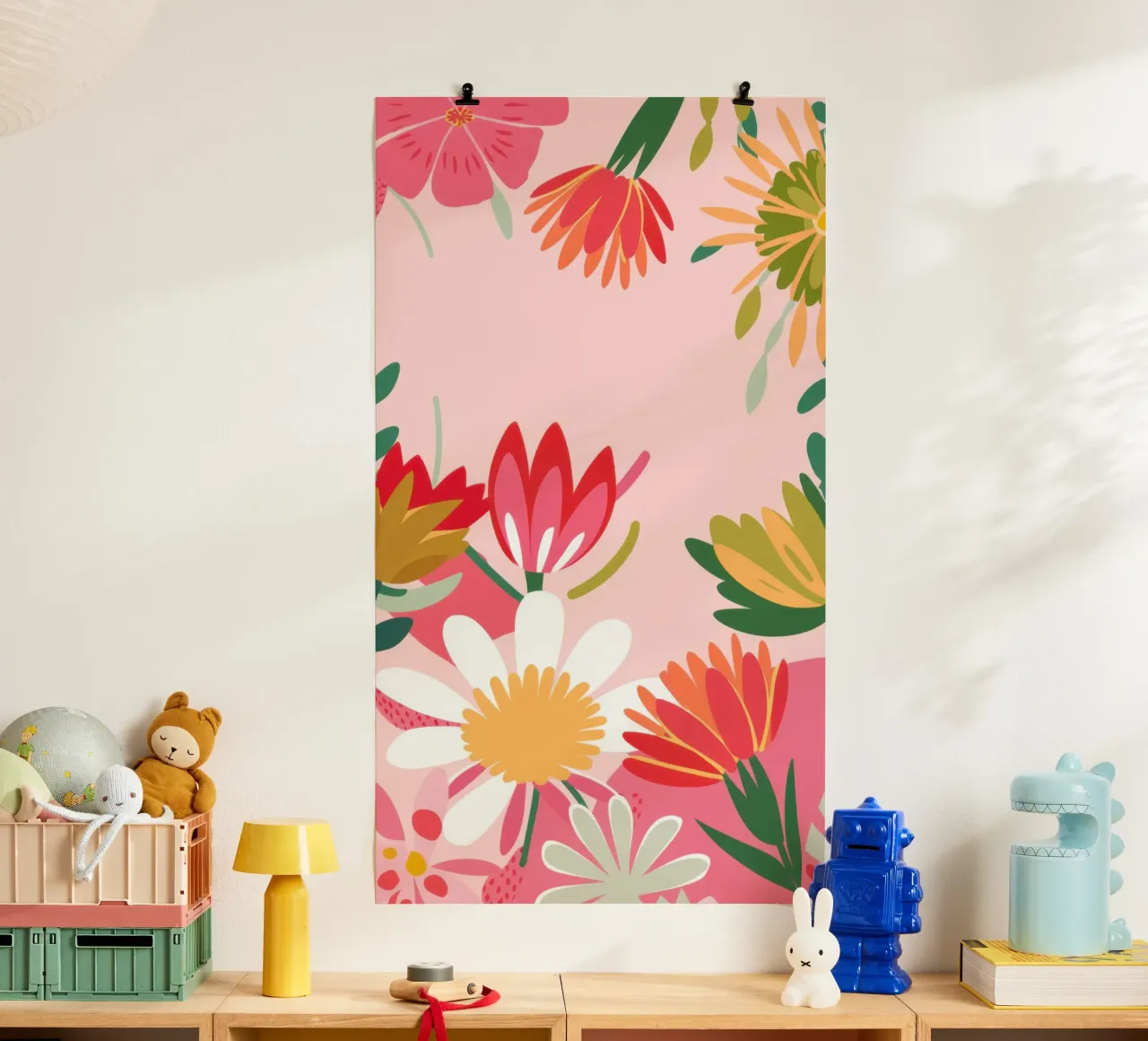 Paesaggio da sogno floreale pastello poster con telaio in legno da Autumn Season