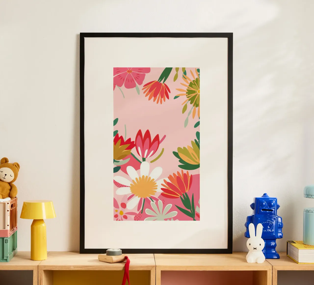 Paesaggio da sogno floreale pastello poster con telaio in legno da Autumn Season