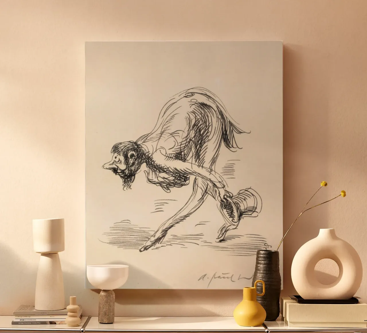 man with a hunched posture canvas with Floater frame by pleceng shope