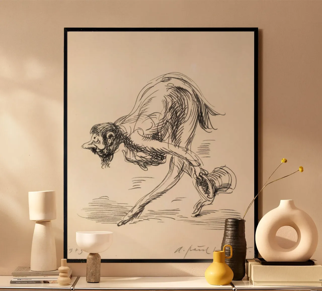 man met een gebogen houding poster van pleceng shope