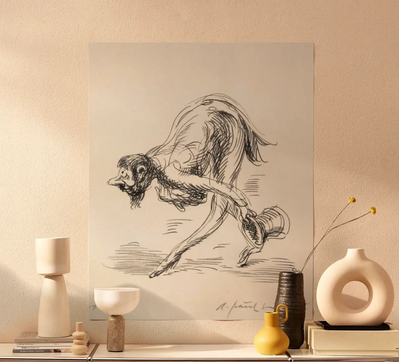 man met een gebogen houding poster van pleceng shope