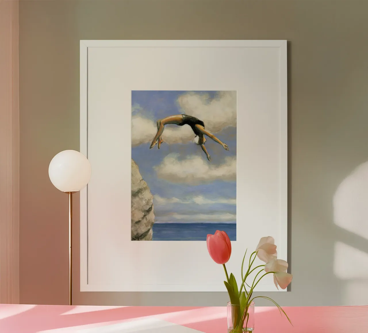 Tuffarsi da una roccia poster con telaio in alluminio da Norman Click