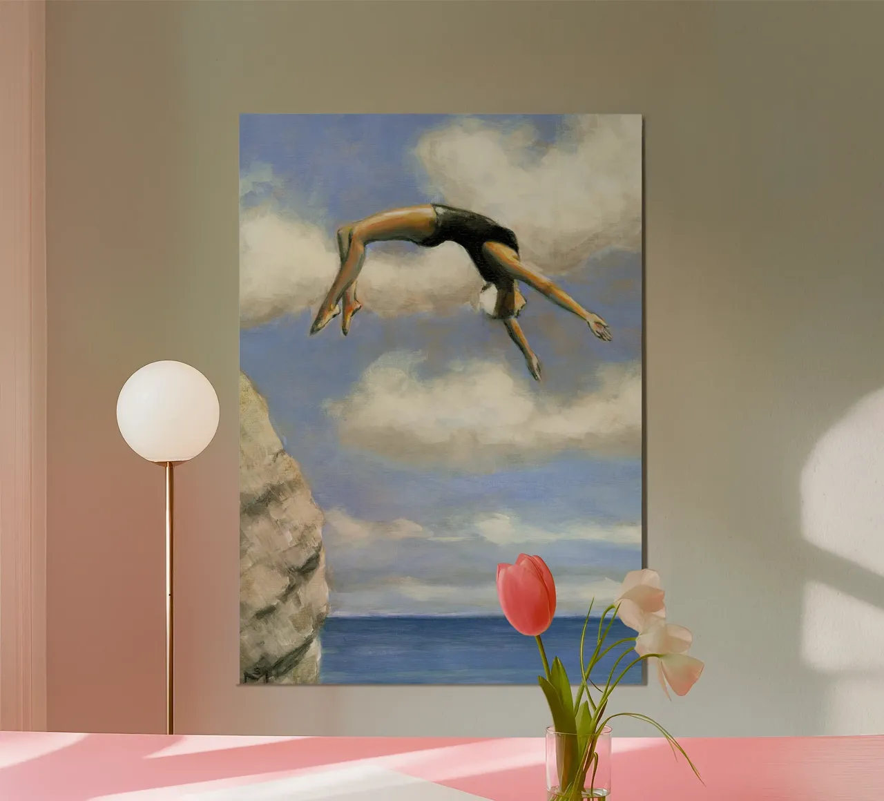 Tuffarsi da una roccia poster con telaio in alluminio da Norman Click