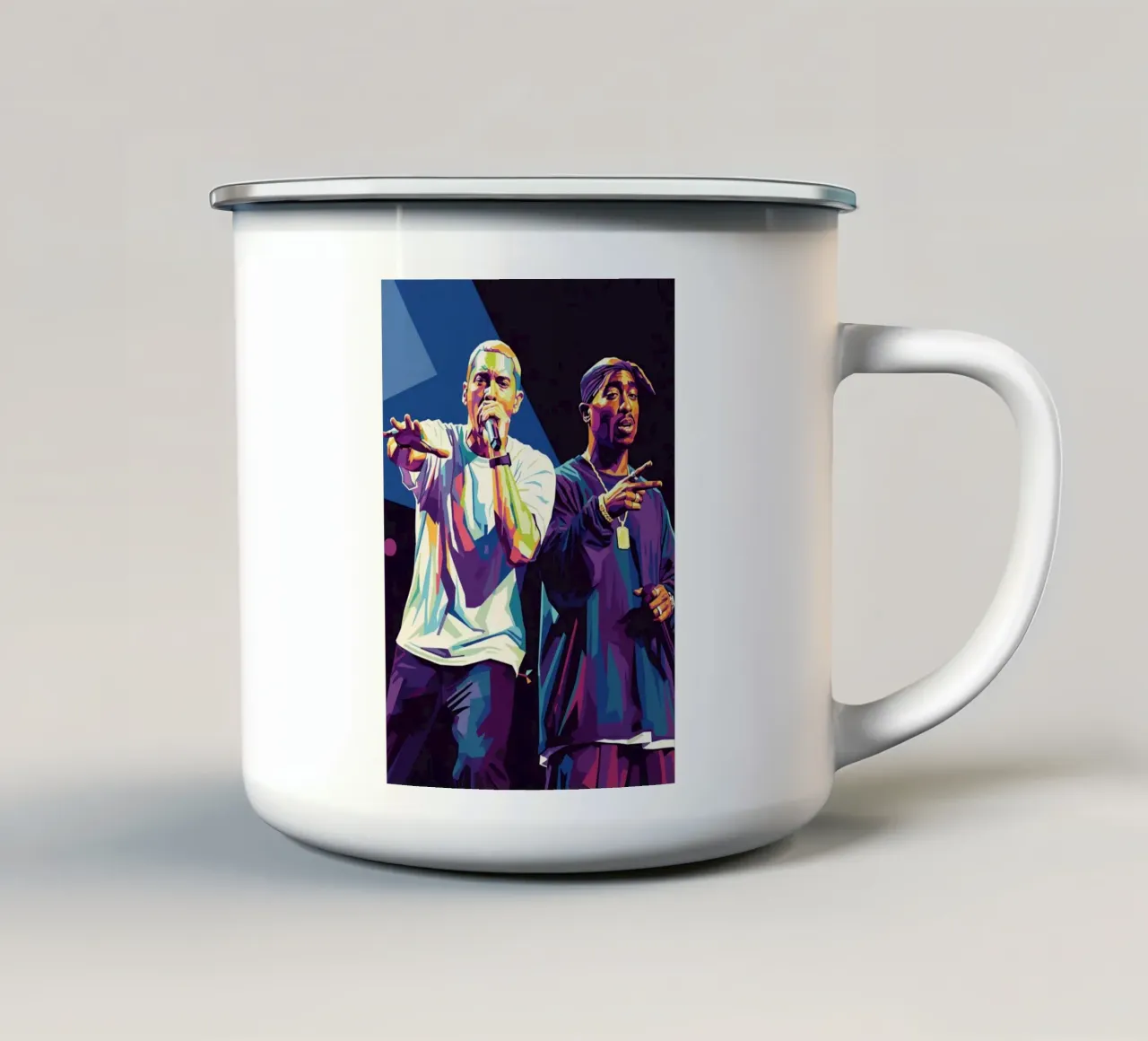 Eminem con Tupac tazza in smalto da Hantamrata
