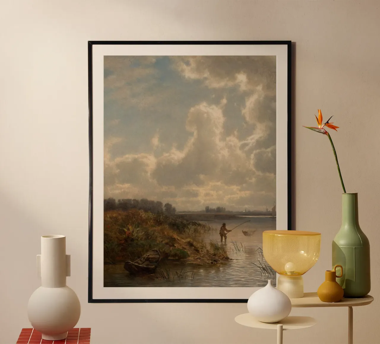 man net vis poster met houten frame van pleceng shope