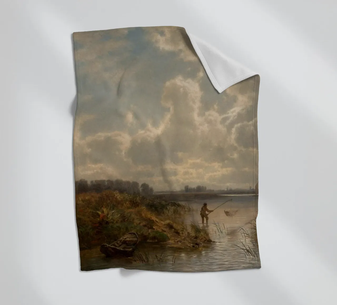 man netting fish fleece blanket by pleceng shope