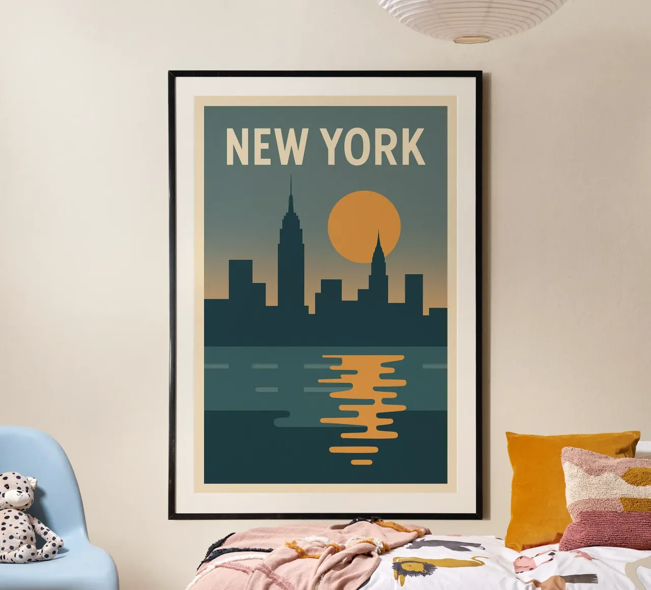 NEW YORK - Poster d'epoca con skyline al tramonto poster con telaio in plastica da JETLAG | affiches voyage