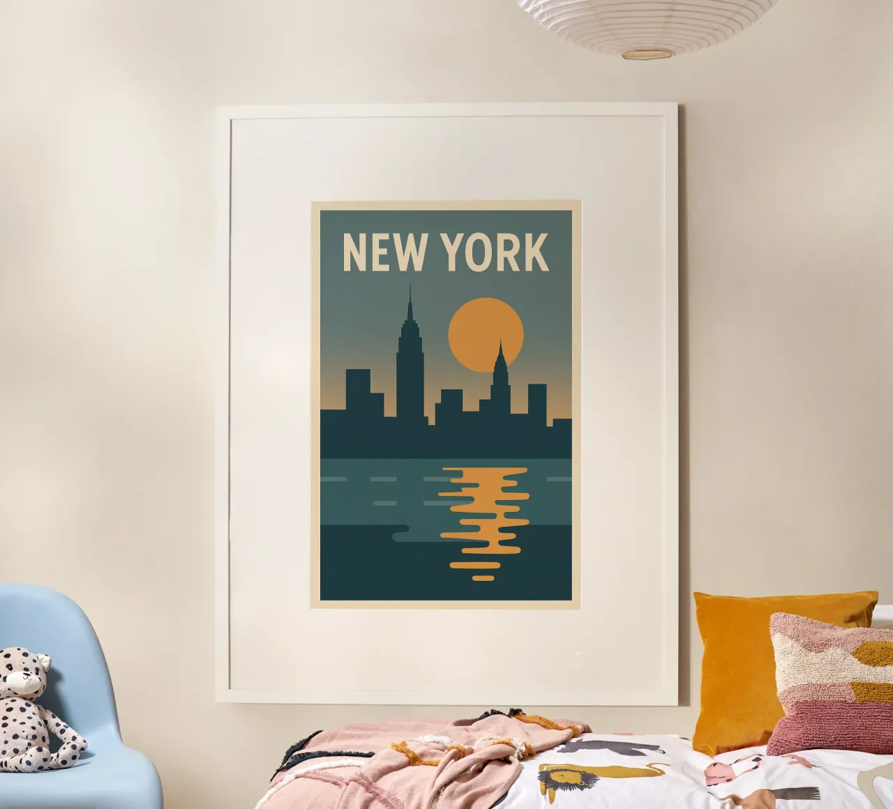 NEW YORK - Poster d'epoca con skyline al tramonto poster con telaio in plastica da JETLAG | affiches voyage