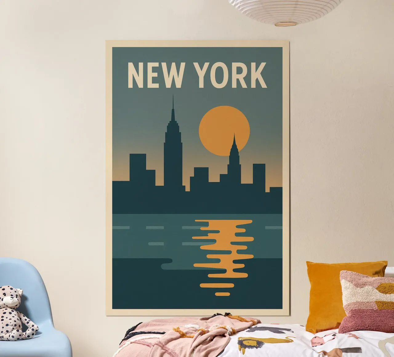 NEW YORK - Poster d'epoca con skyline al tramonto poster con telaio in plastica da JETLAG | affiches voyage