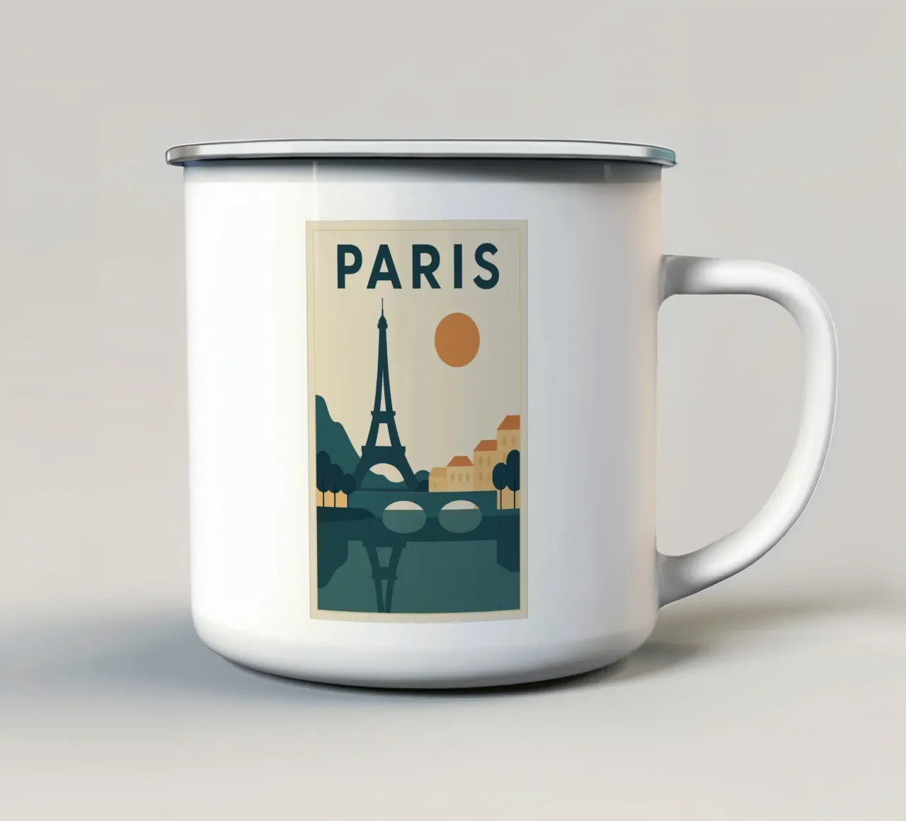 PARIGI - Affiche vintage Tour Eiffel e Senna tazza in smalto da JETLAG | affiches voyage
