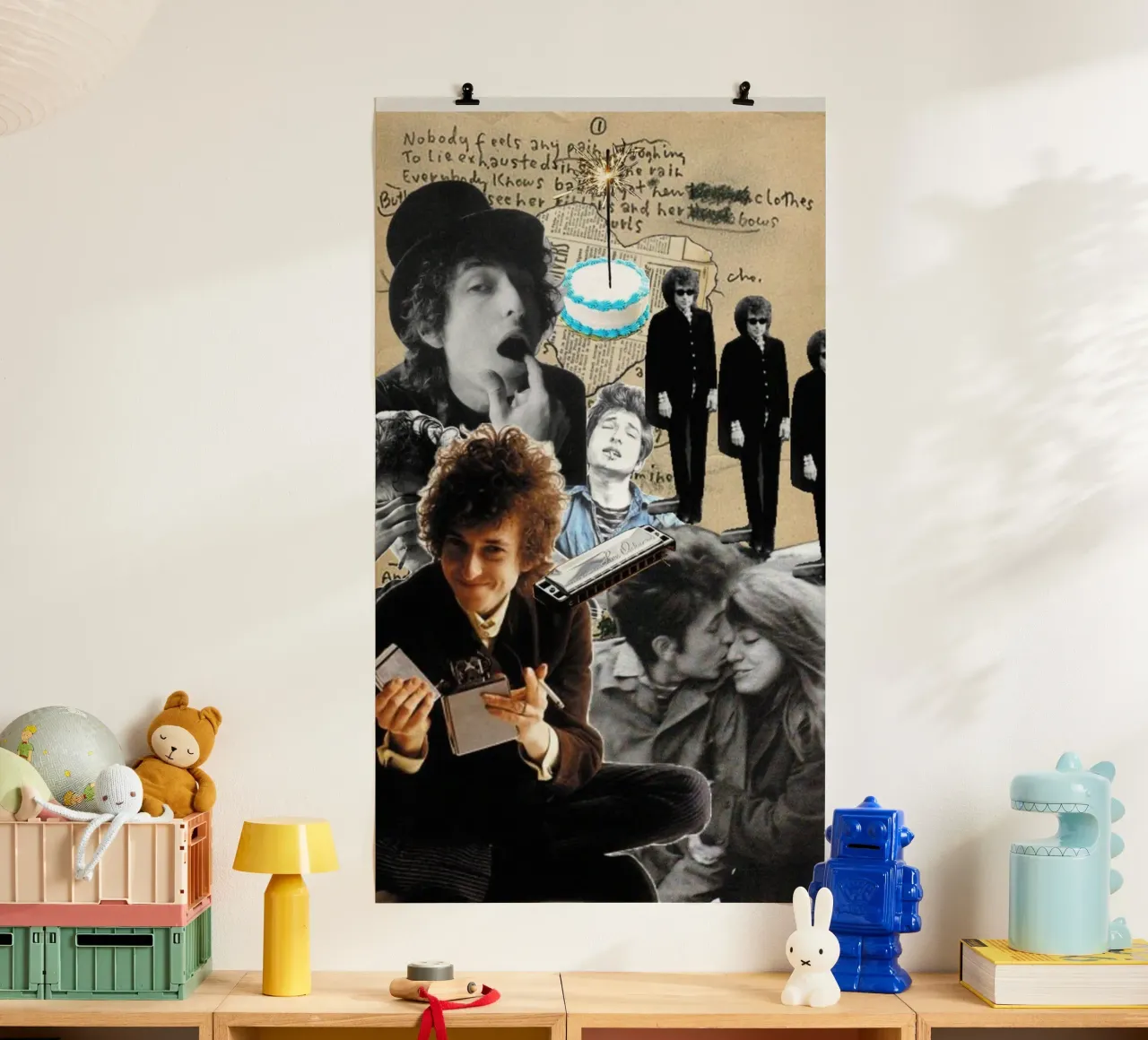 Bob Dylan in armonia poster con telaio in plastica da xerico
