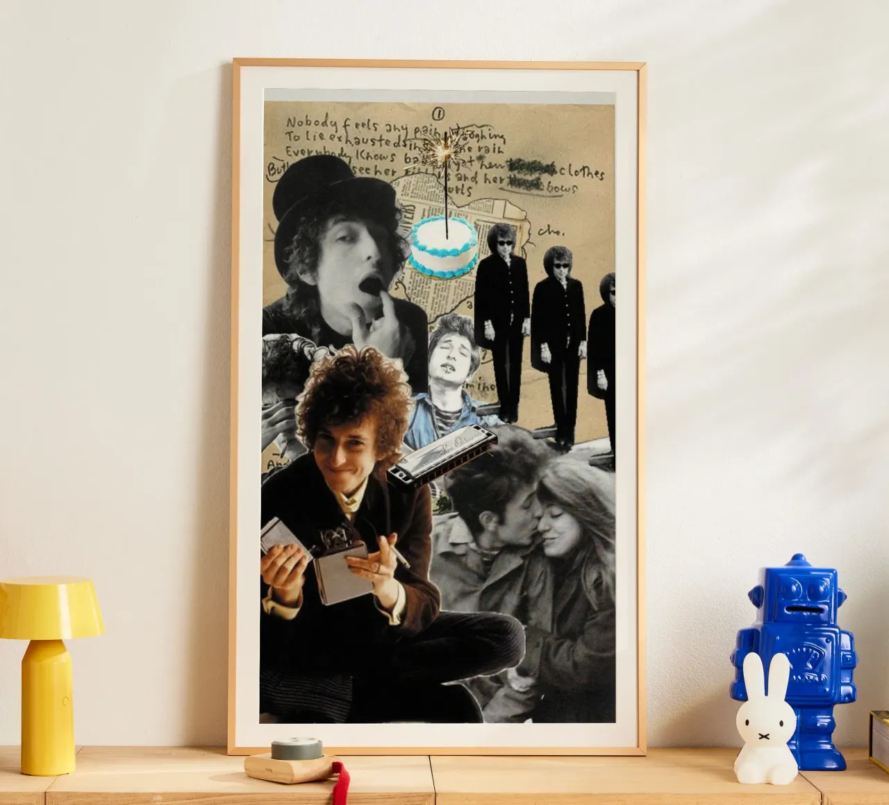 Bob Dylan in armonia poster con telaio in plastica da xerico