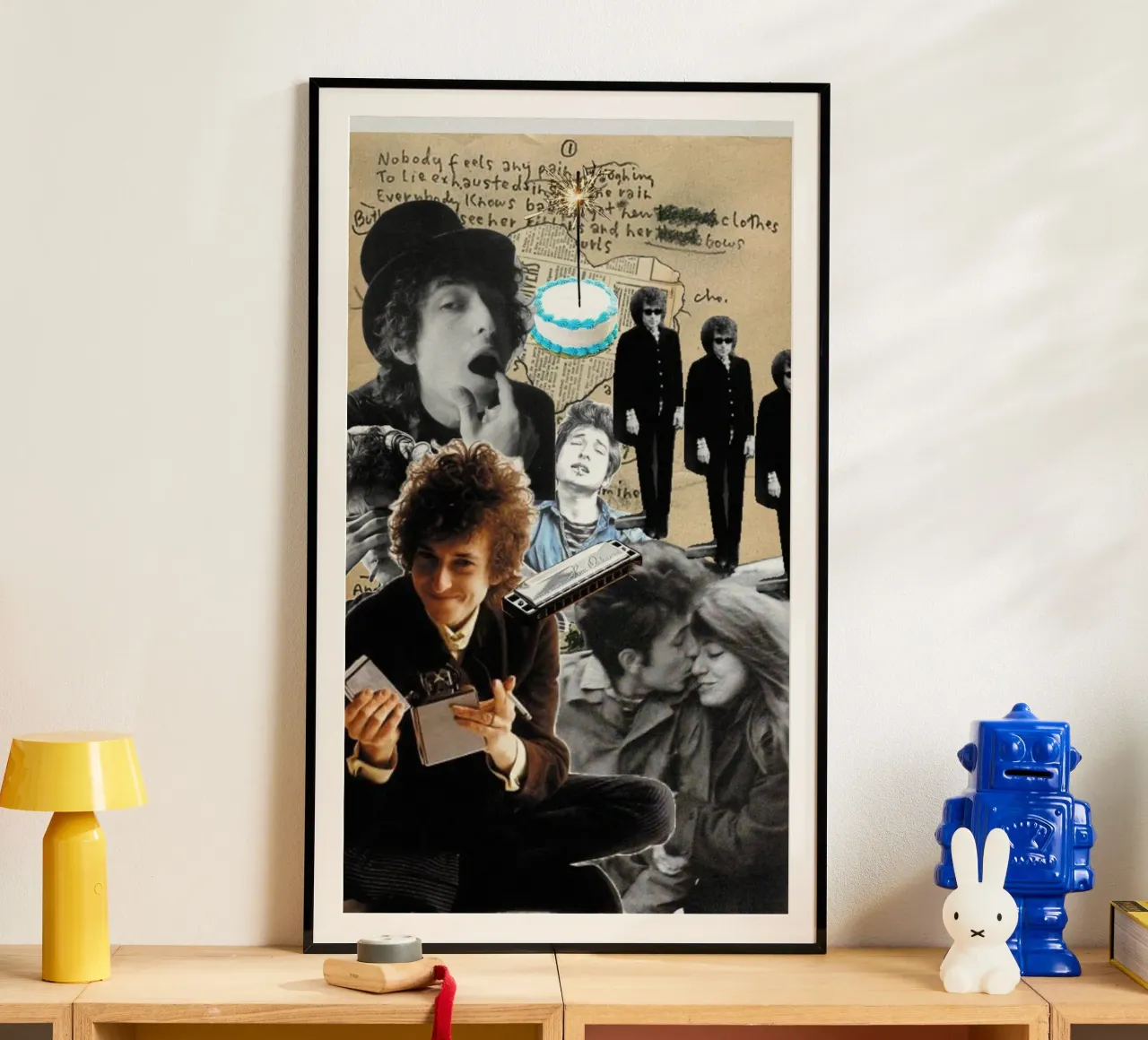 Bob Dylan in armonia poster con telaio in plastica da xerico
