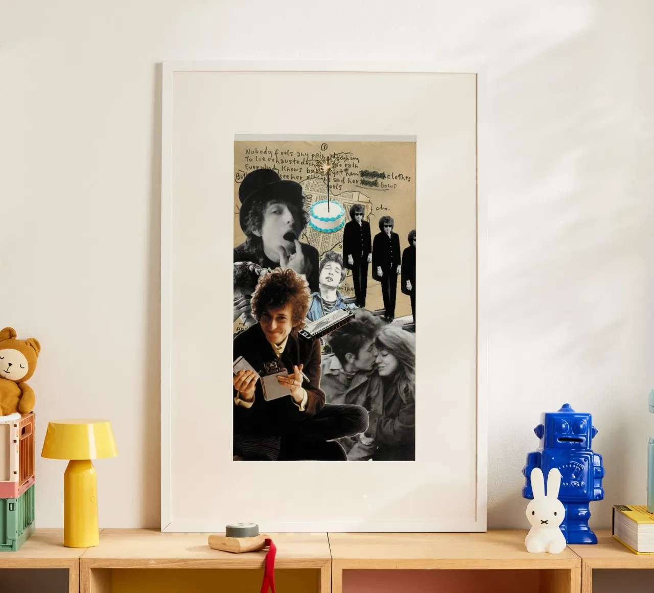 Bob Dylan in armonia poster con telaio in plastica da xerico