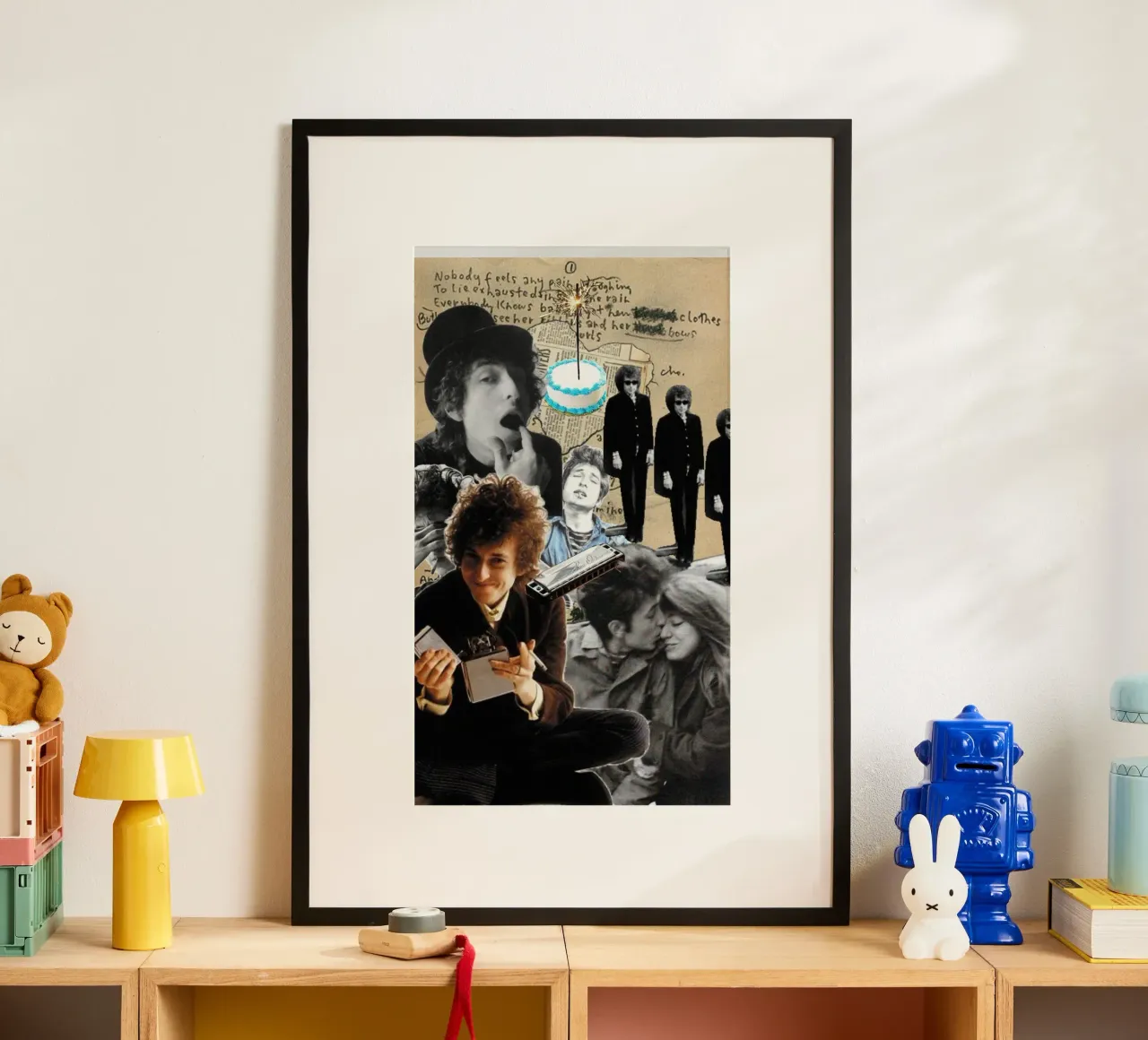 Bob Dylan in armonia poster con telaio in plastica da xerico