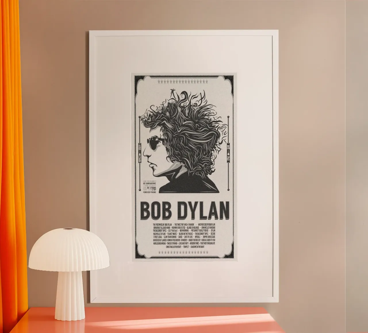 Notte senza tempo di Bob Dylan poster con telaio in plastica da xerico