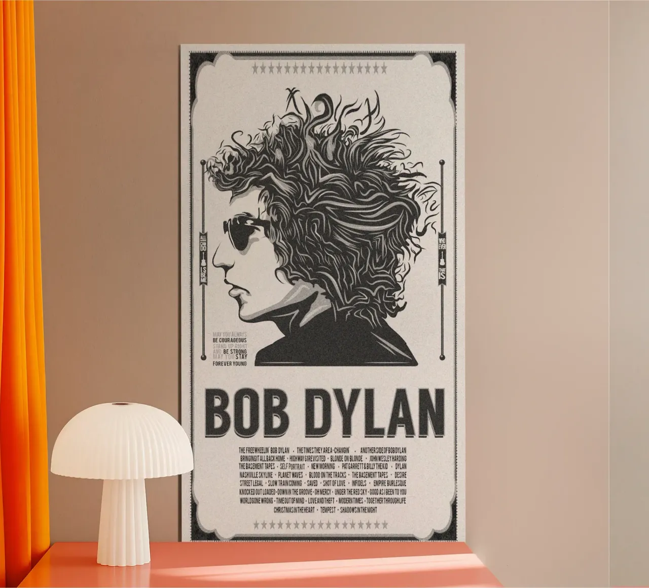 Notte senza tempo di Bob Dylan poster con telaio in plastica da xerico