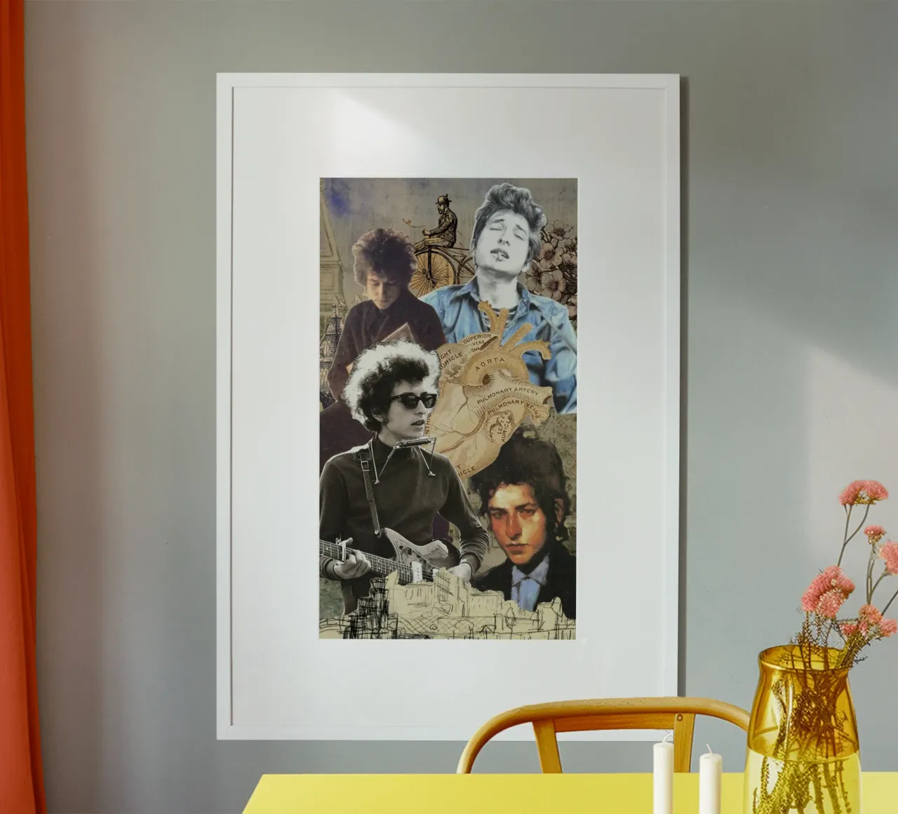 Bob Dylan in concerto poster con telaio in legno da xerico