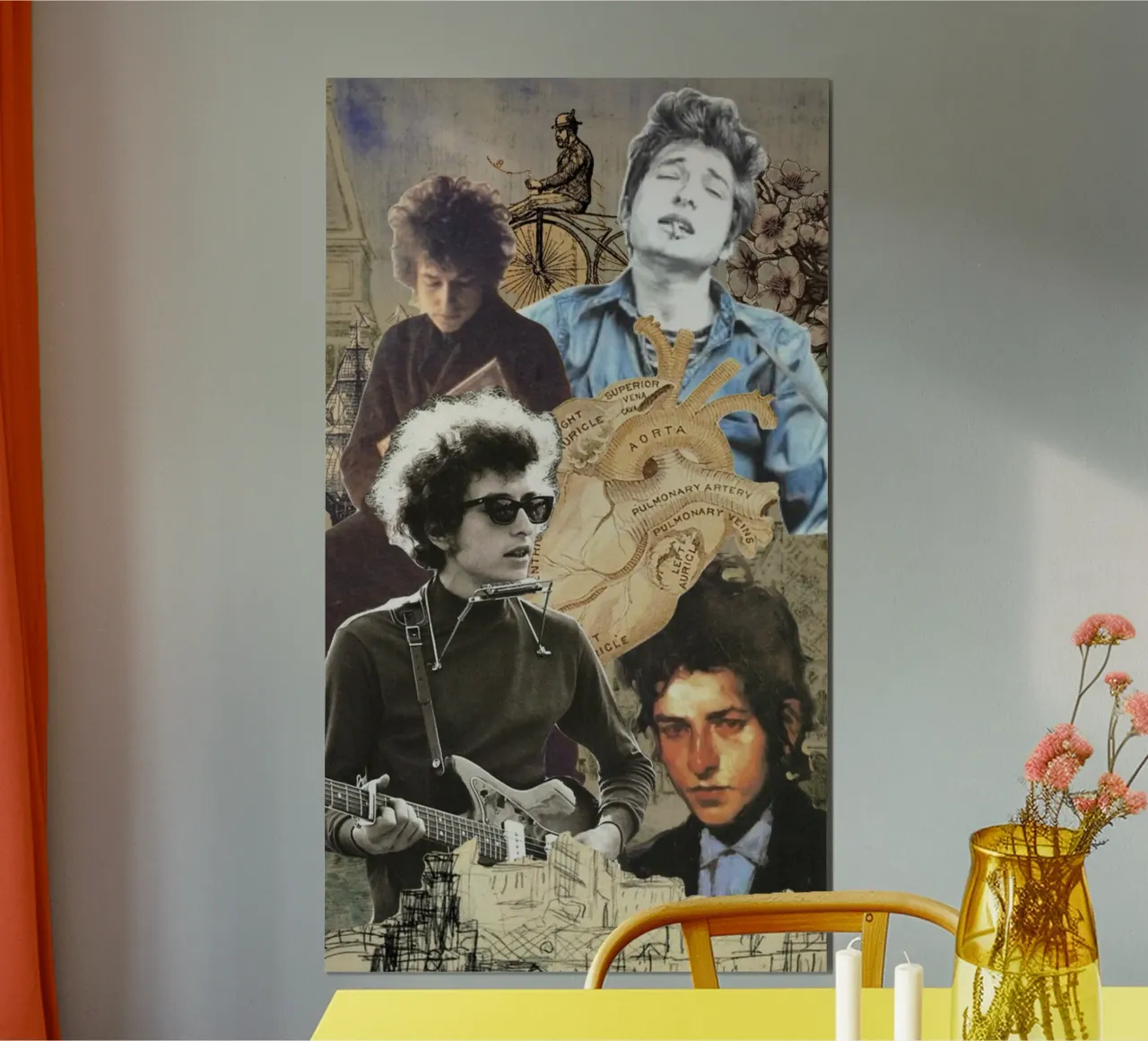 Bob Dylan in concerto poster con telaio in legno da xerico