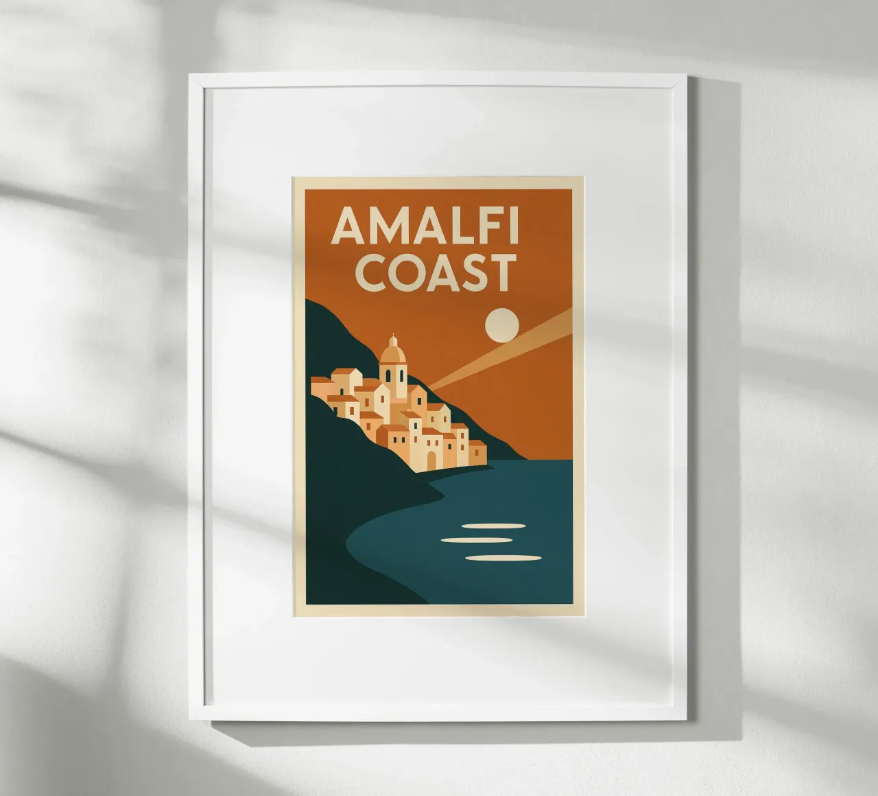 AMALFI COAST - Poster d'epoca di un villaggio costiero poster con telaio in alluminio da JETLAG | affiches voyage