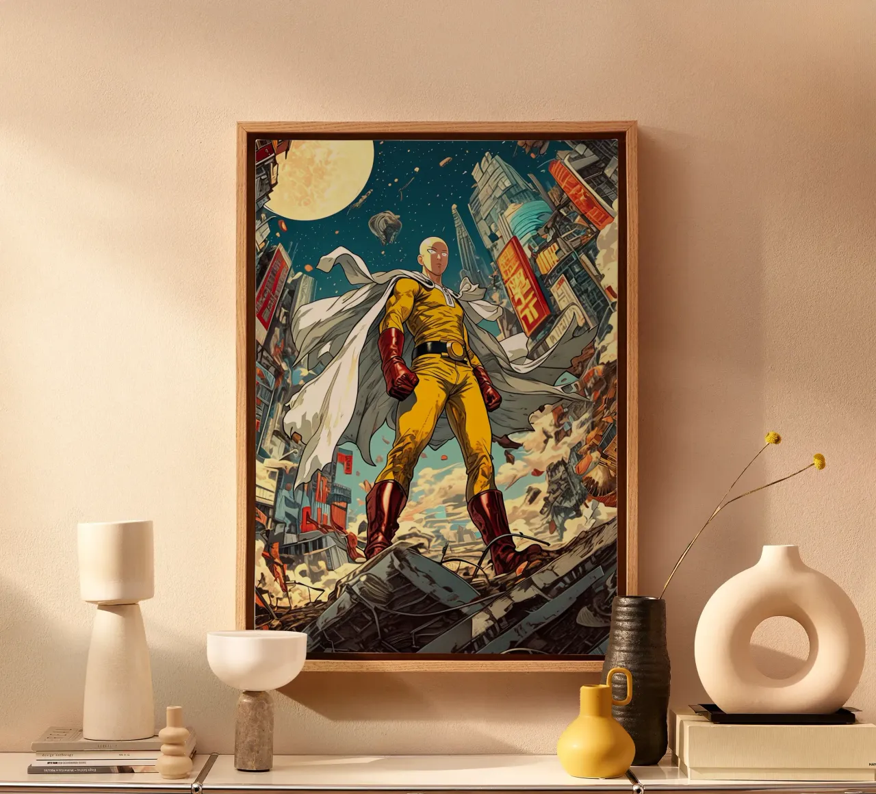 Saitama One Punch Man tela con Cornice a cassetta da Stellar Creative