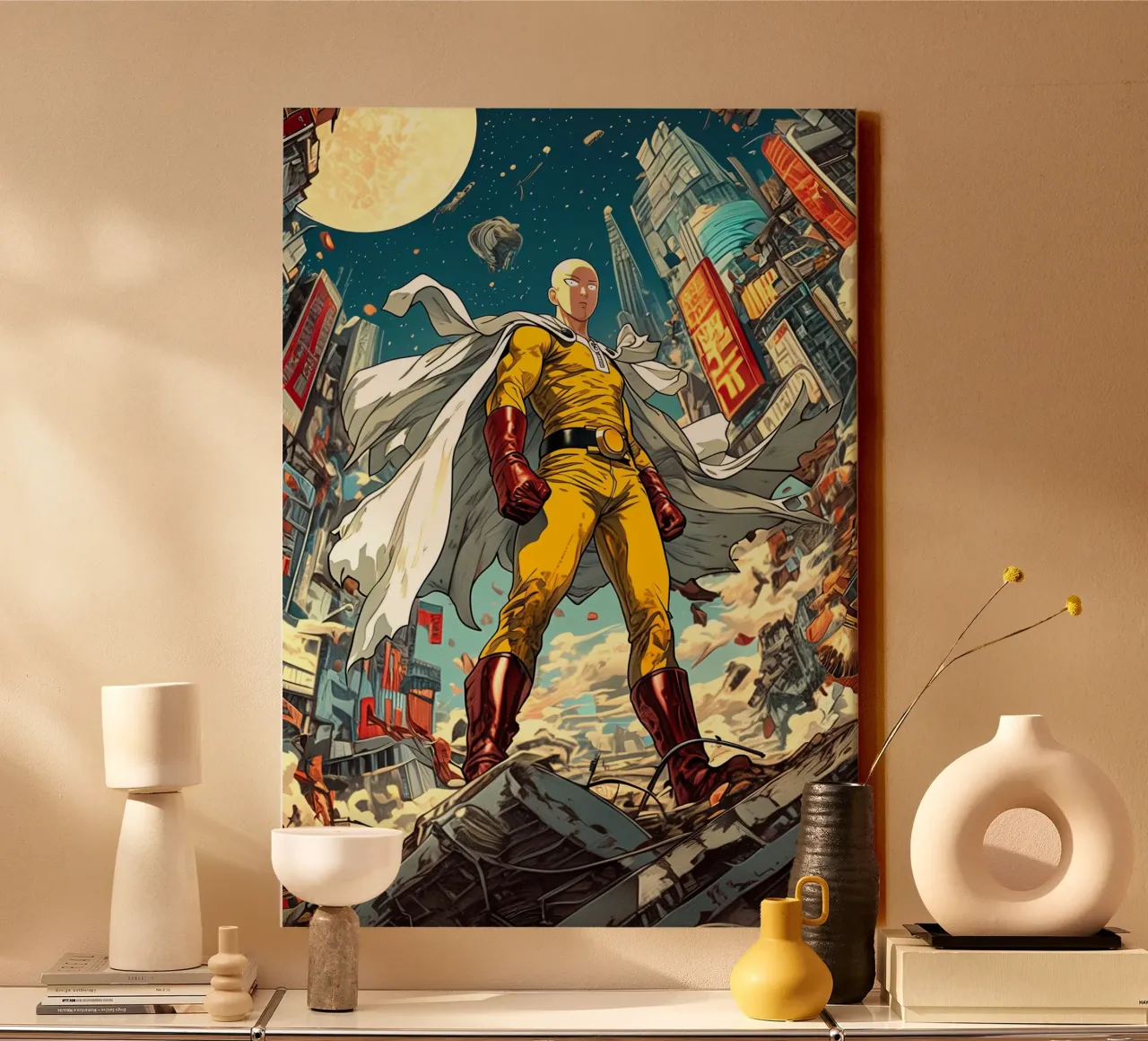 Saitama One Punch Man tela con Cornice a cassetta da Stellar Creative