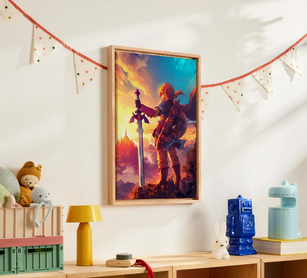 Link The Legend of Zelda canvas with Floater frame by Fleur de Lys