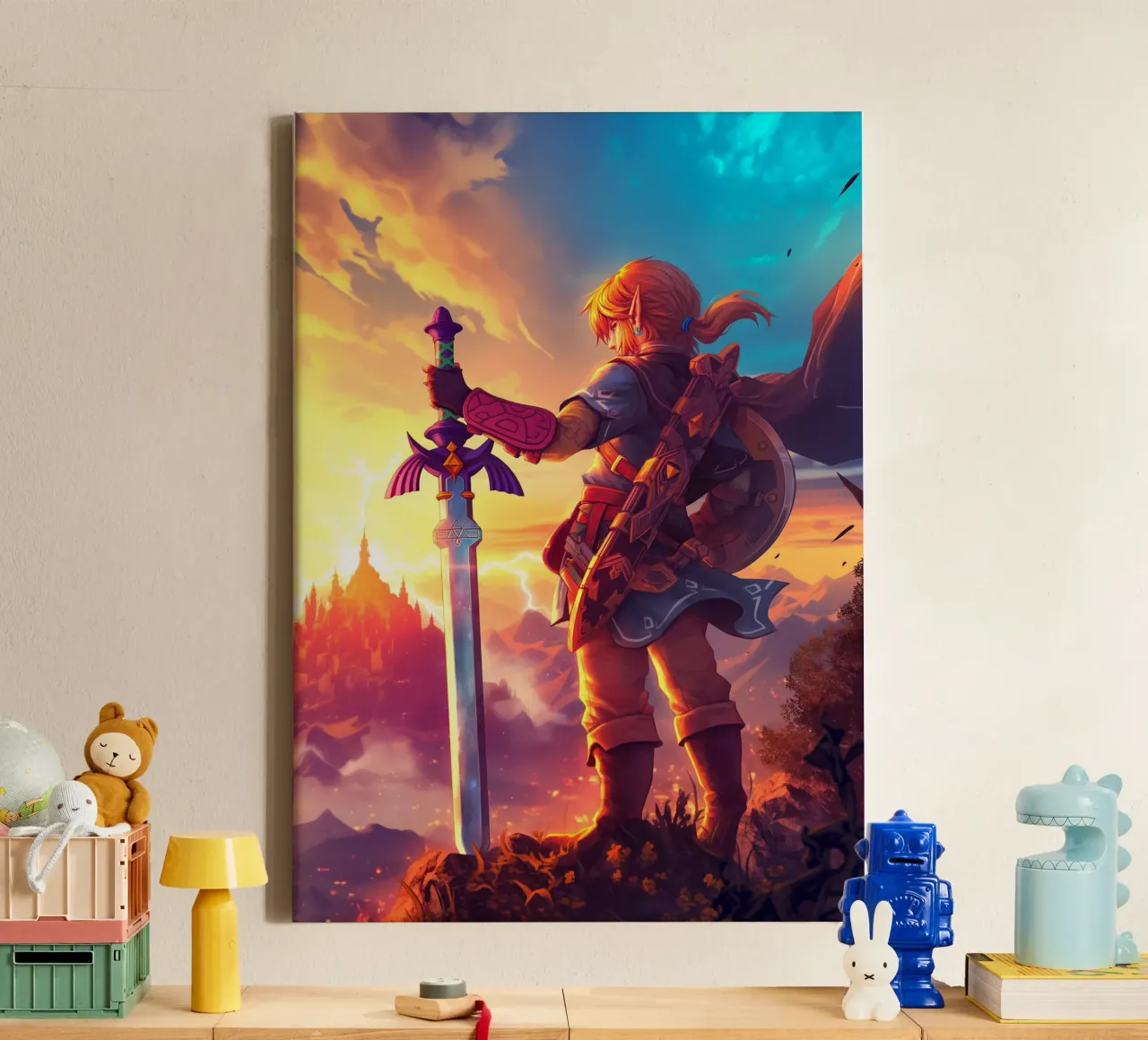 Link The Legend of Zelda canvas with Floater frame by Fleur de Lys