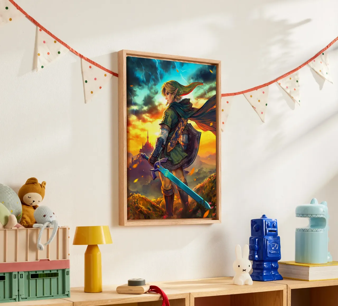 Link The Legend of Zelda canvas with Floater frame by Fleur de Lys