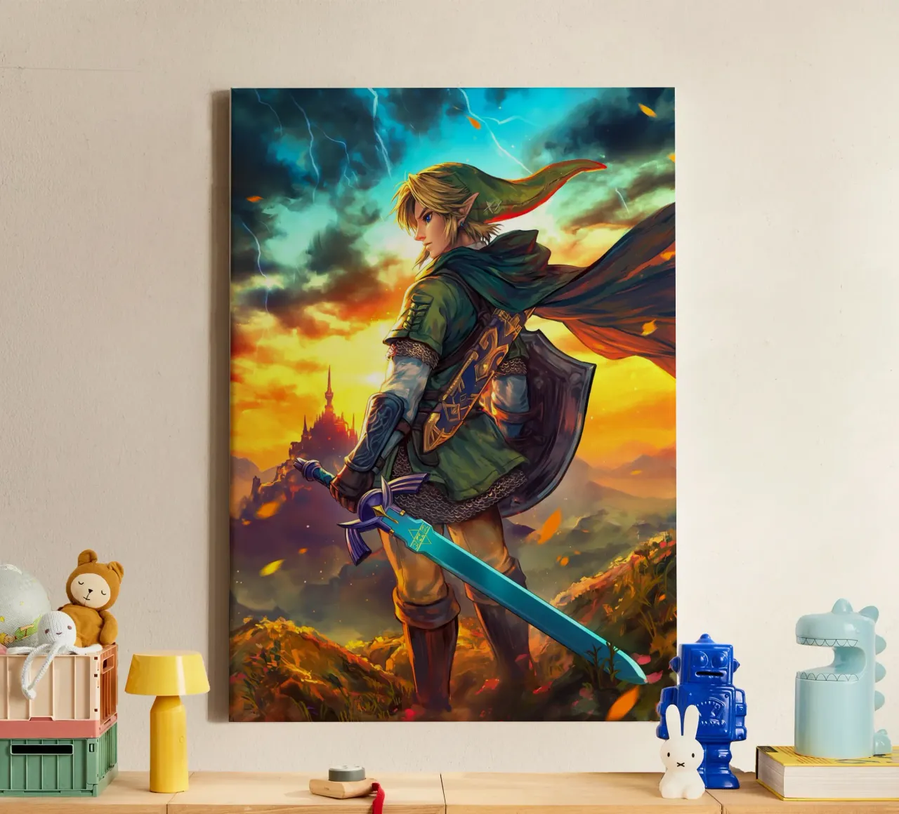 Link The Legend of Zelda canvas with Floater frame by Fleur de Lys