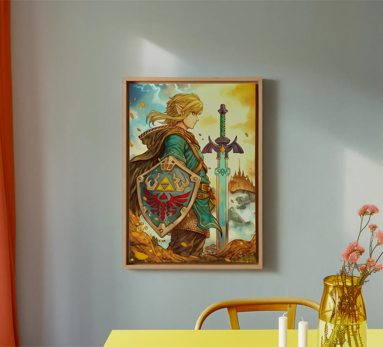 Link The Legend of Zelda canvas with Floater frame by Fleur de Lys