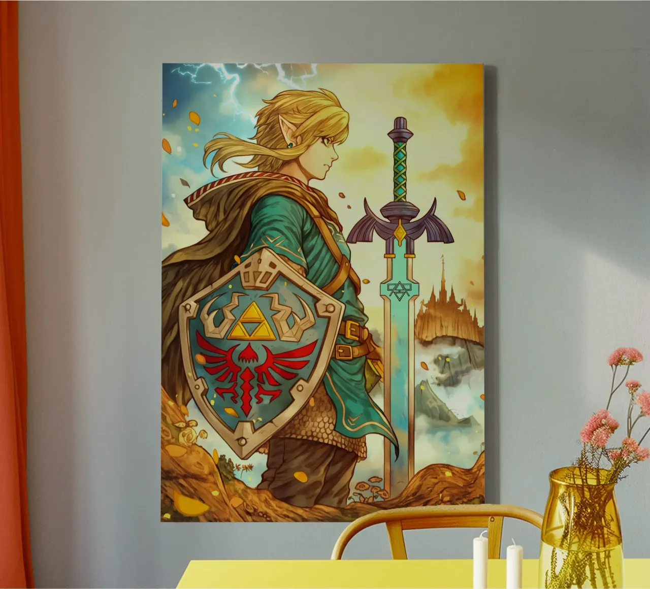 Link The Legend of Zelda canvas with Floater frame by Fleur de Lys