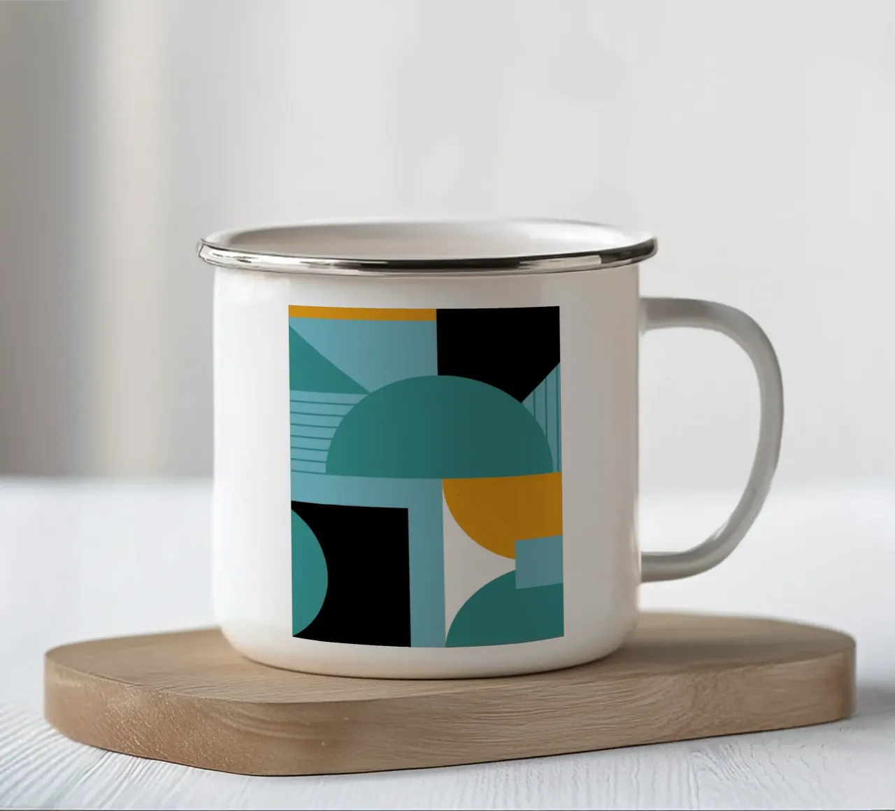 Forme geometriche retro art tazza in smalto da Casa Calm