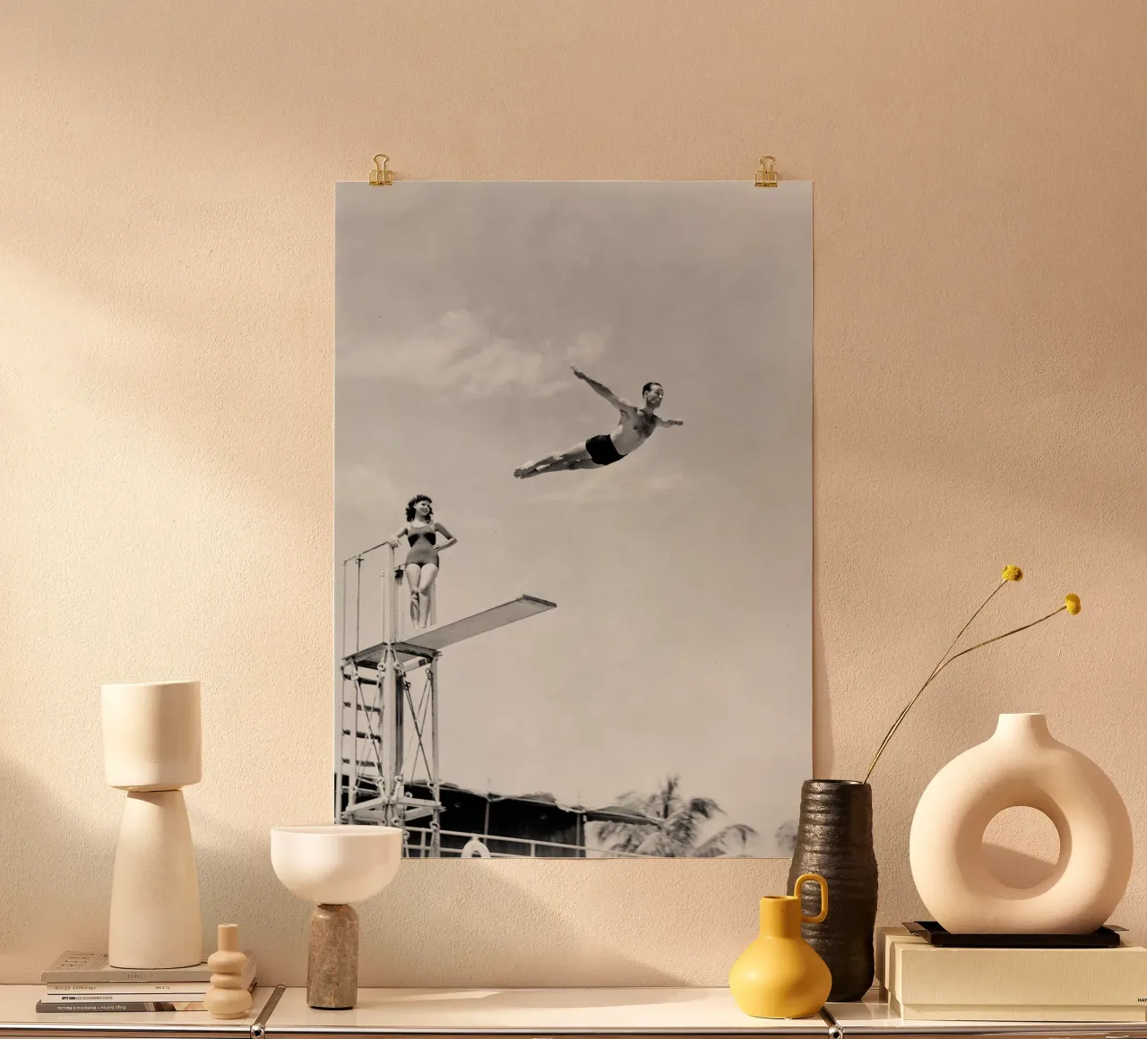 Sommozzatore d'epoca poster con telaio in alluminio da Norman Click