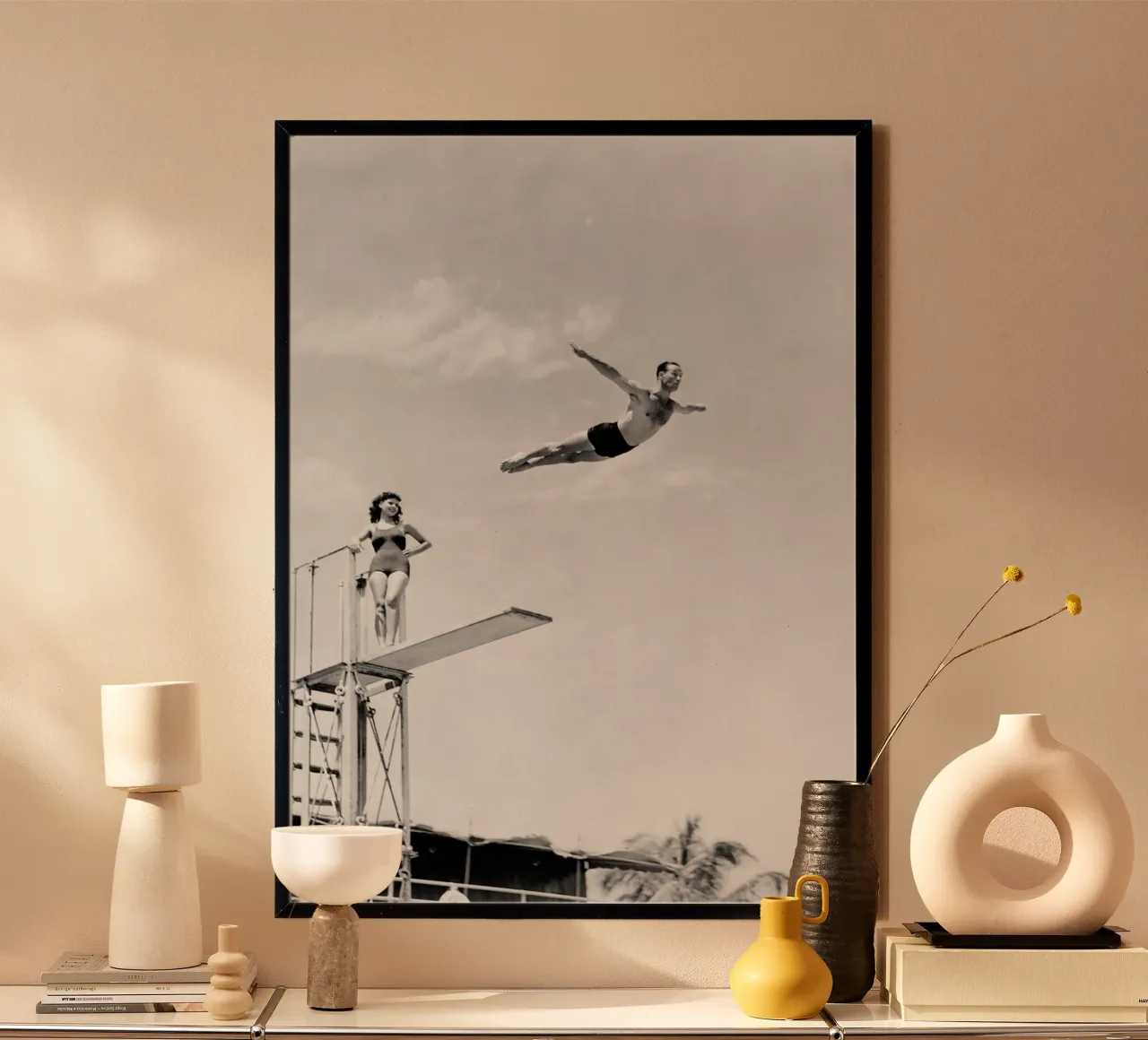 Sommozzatore d'epoca poster con telaio in alluminio da Norman Click