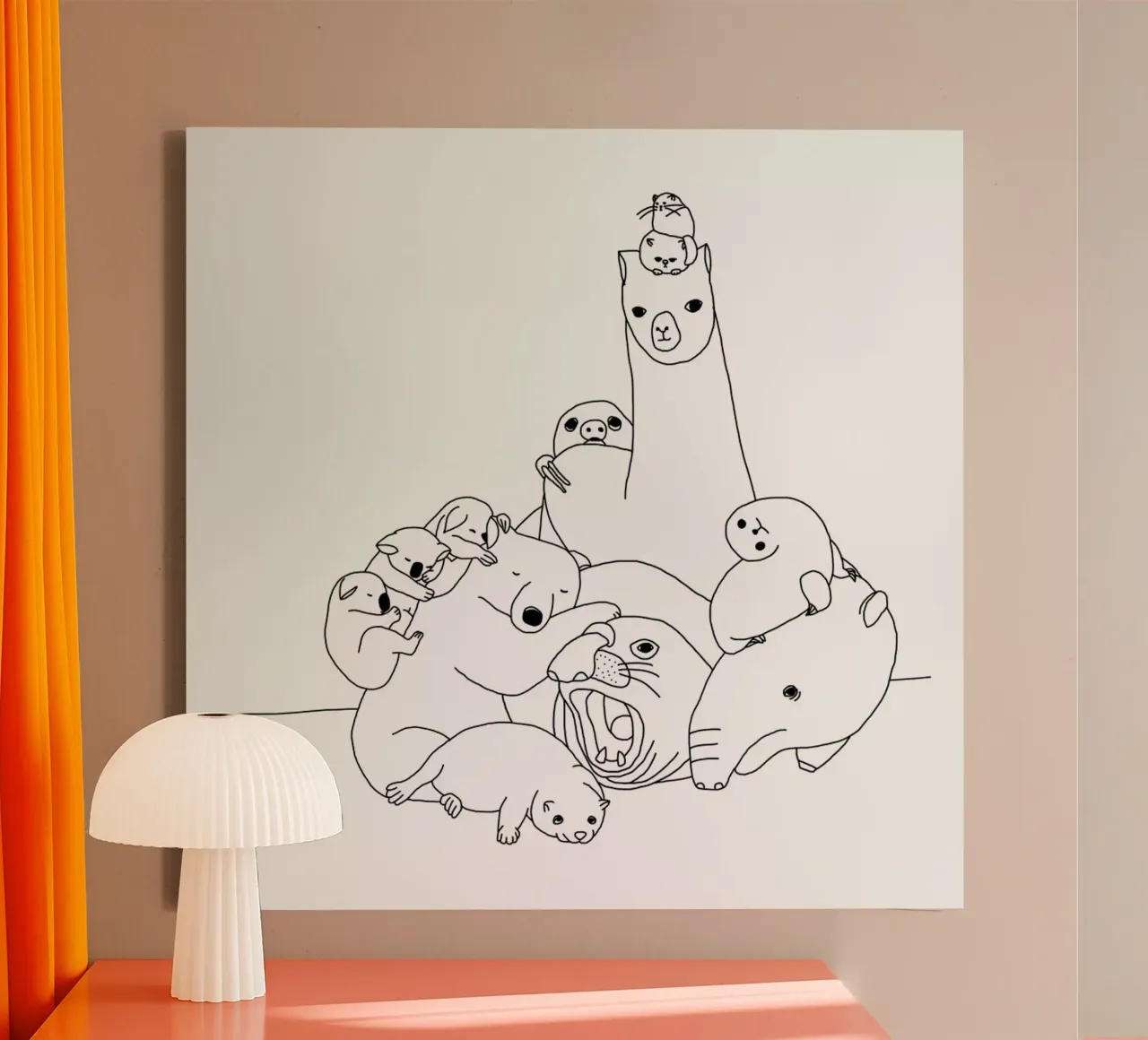 Animaux canvas met Baklijst van Herzette