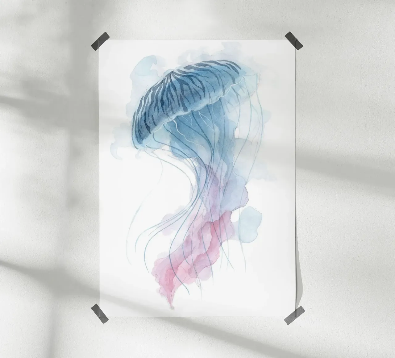 Meduse acquerellate poster con telaio in alluminio da Norman Click