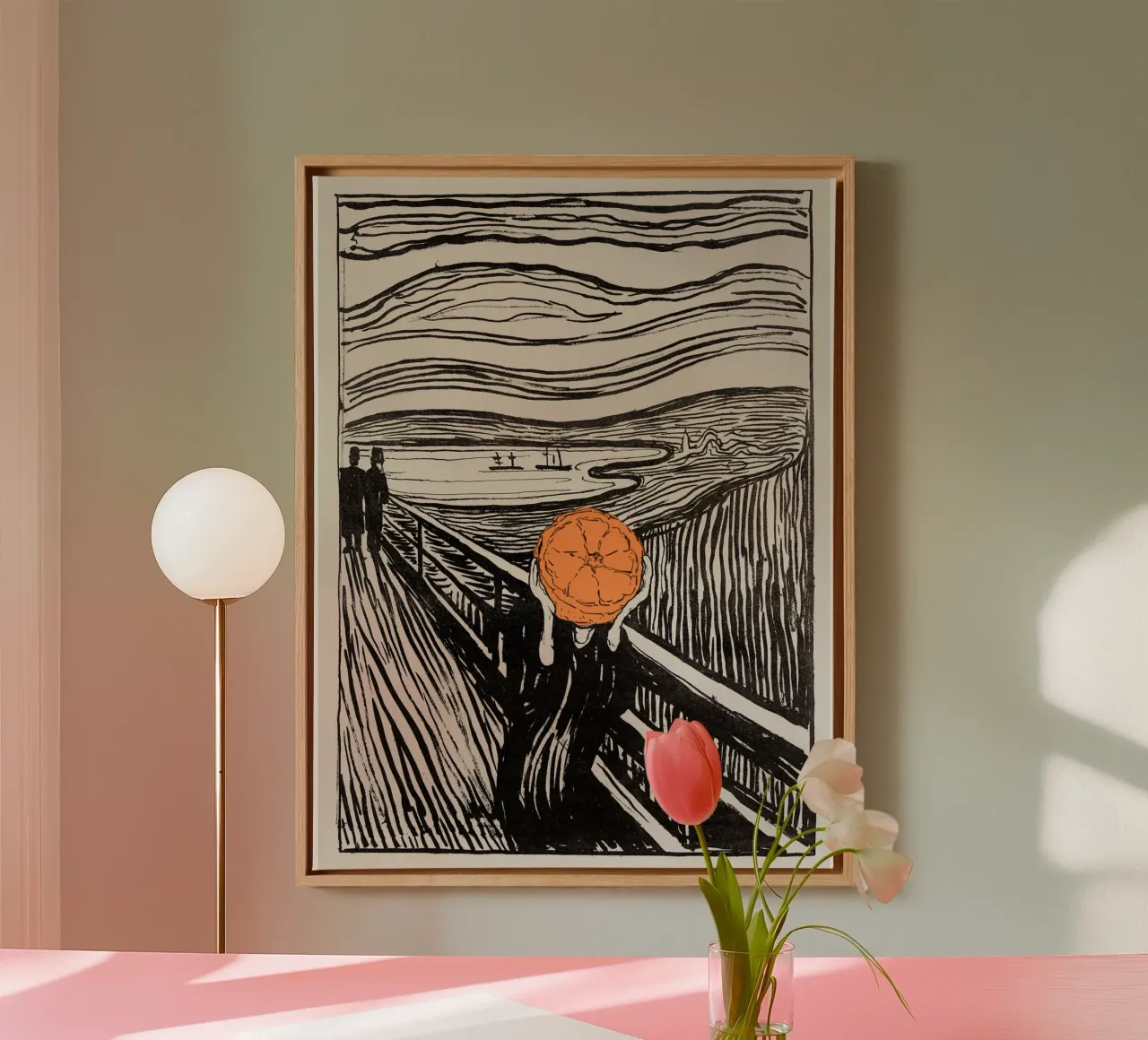 Orange Scream - The Man with Half an Orange for a Head tela con Cornice a cassetta da Melty Shirts