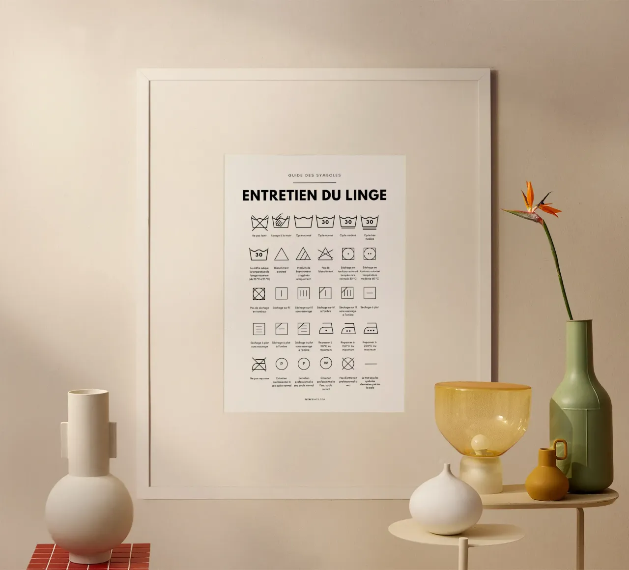 Entretien du linge poster avec cadre en aluminium de fltmfrance