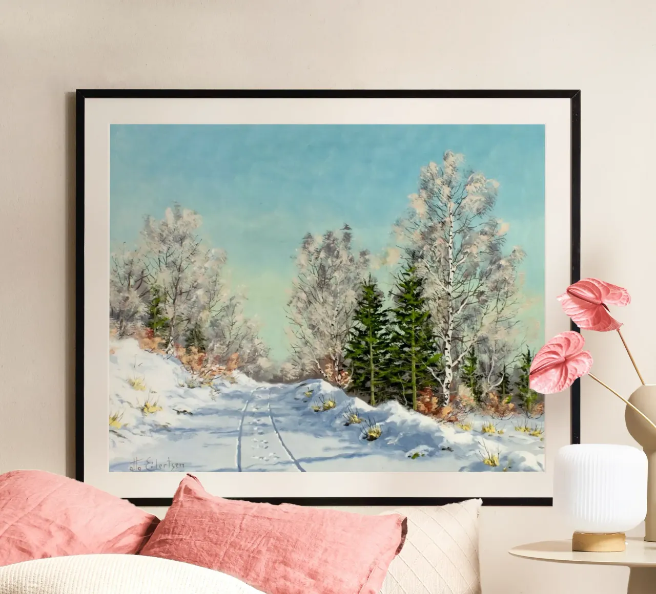 strade innevate poster con telaio in alluminio da iding store