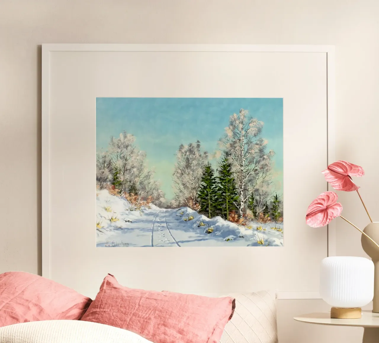 strade innevate poster con telaio in alluminio da iding store
