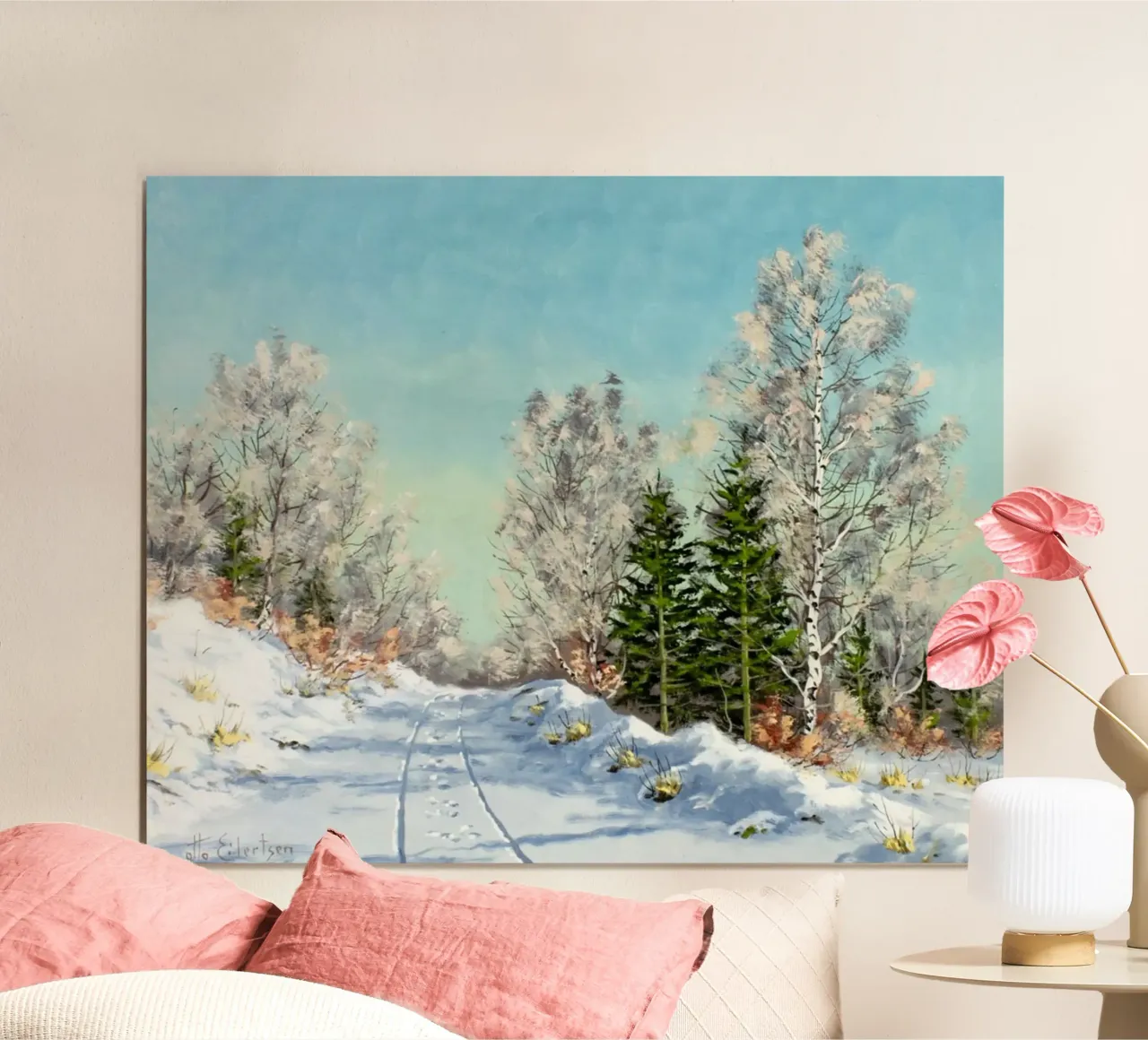 strade innevate poster con telaio in alluminio da iding store
