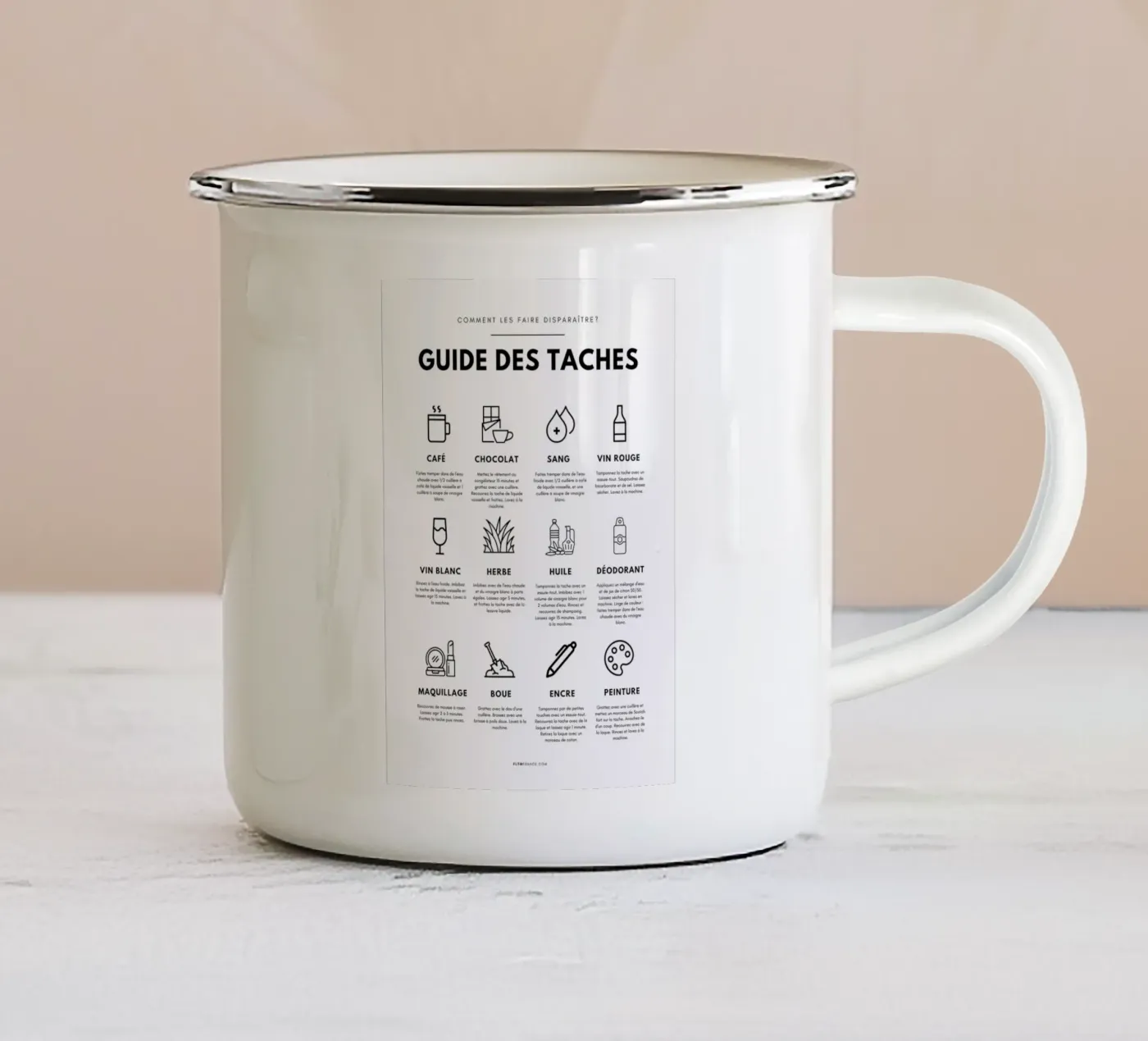 Task guide enamel mug by fltmfrance