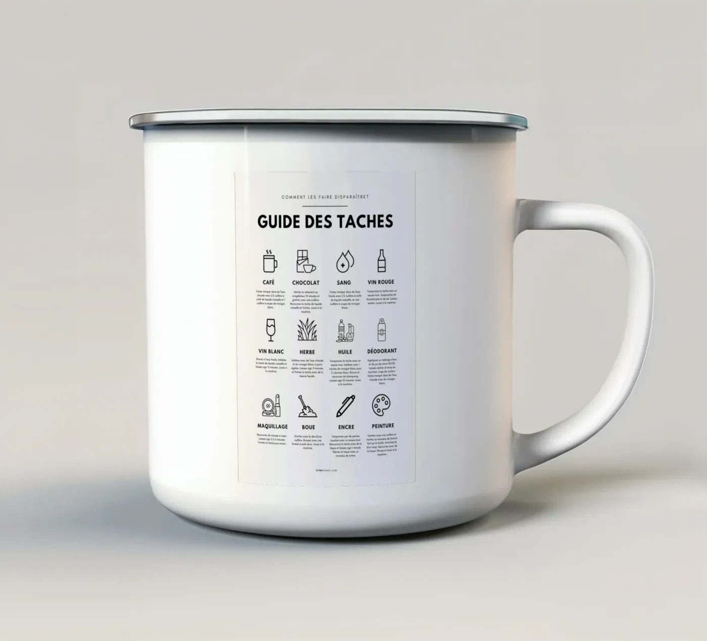 Task guide enamel mug by fltmfrance
