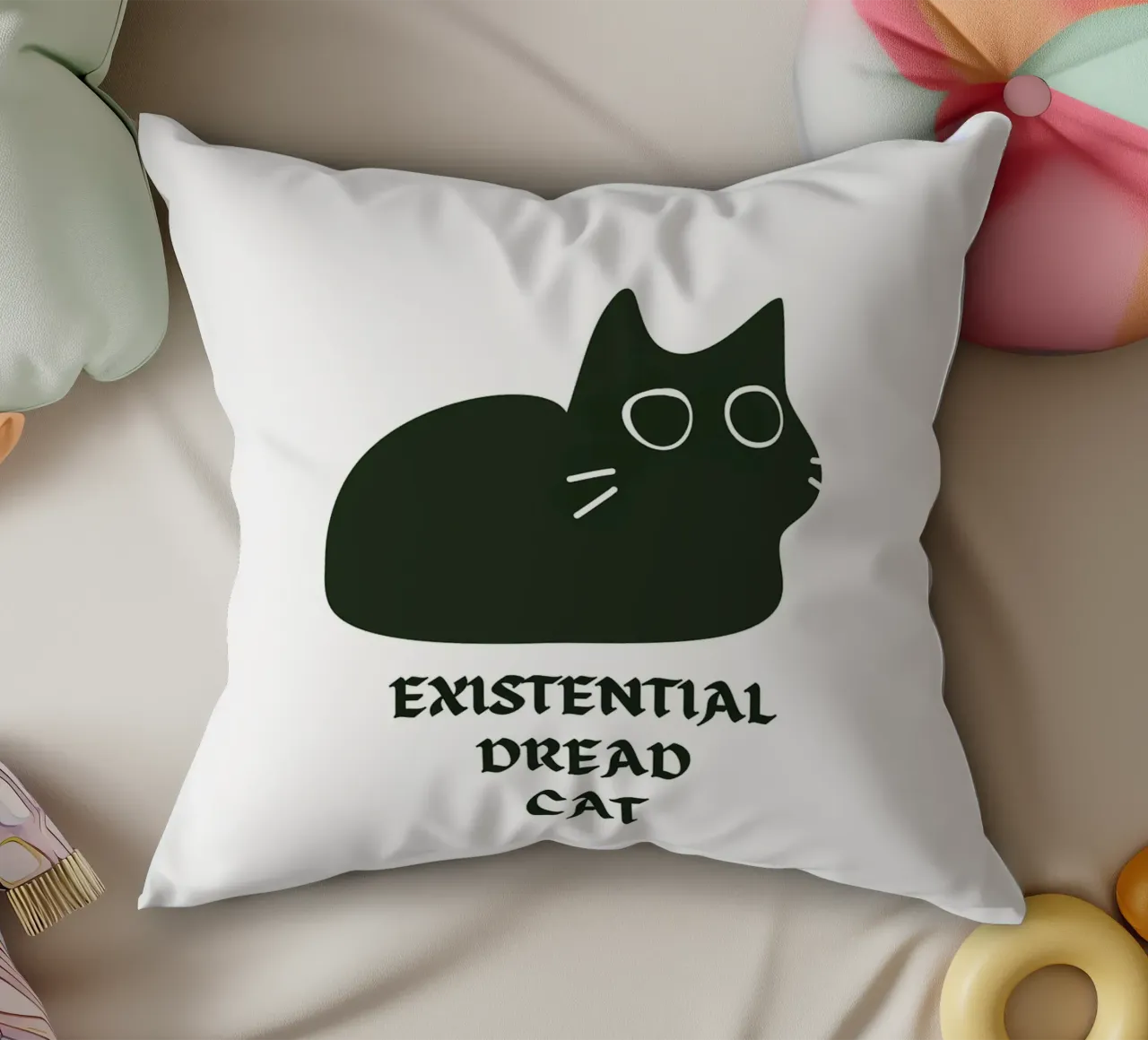Existential Dread Cat cuscino da Melty Shirts
