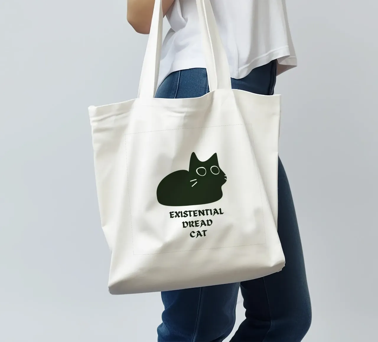 Existential Dread Cat borsa in juta da Melty Shirts