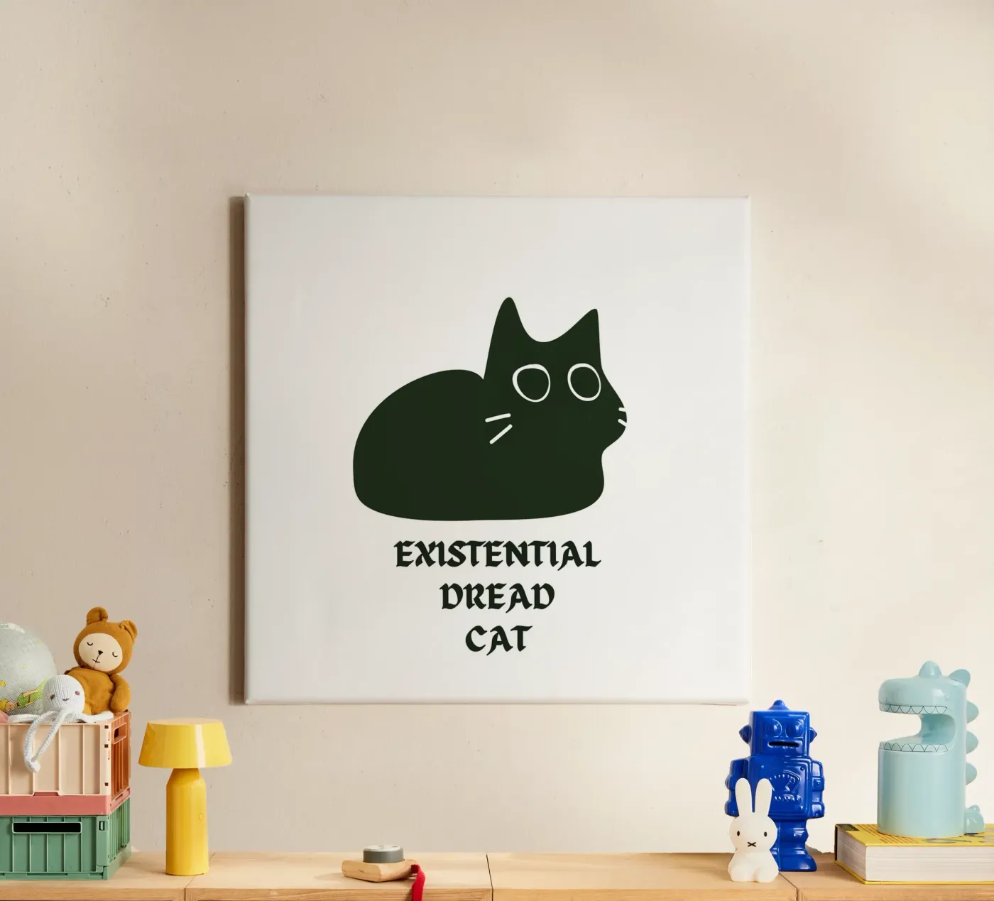 Existential Dread Cat Leinwand von Melty Shirts