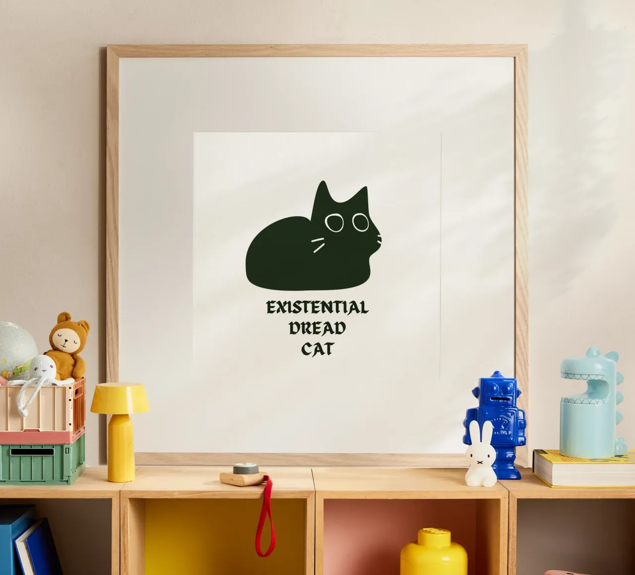 Existential Dread Cat poster con telaio in plastica da Melty Shirts