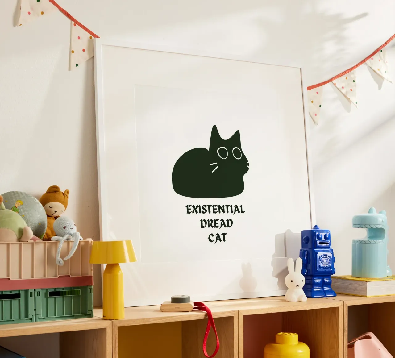 Existential Dread Cat poster con telaio in plastica da Melty Shirts
